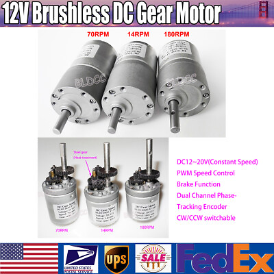 #ad Brushless 12V DC BLDC Gear Motor PWM CW CCW Dual Channel Pulse Dual Ball Bearing $13.99