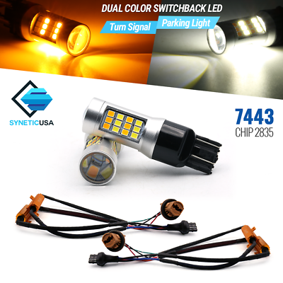 #ad Type 1 Switchback White Amber 42 LED Error Free 7443 Turn Signal Light Bulbs $19.11