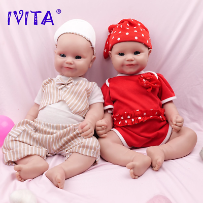 #ad 18#x27;#x27; Soft Silicone Reborn Baby Girl and Boy Twins Silicone Newborn Doll Infant $197.40
