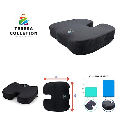 #ad Extra Thick Firm Coccyx Orthopedic Memory Foam Seat Cushion Black Large Cus... $53.99