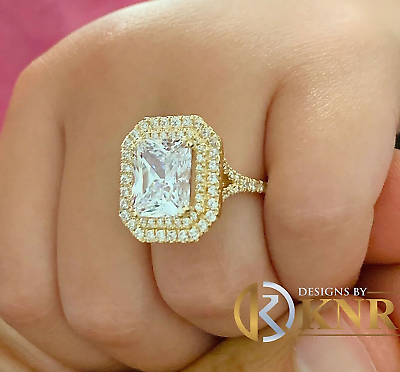 #ad IGI Certified 14K Yellow Gold Radiant Diamond Engagement Ring Halo Prong 4.00ctw $3279.60