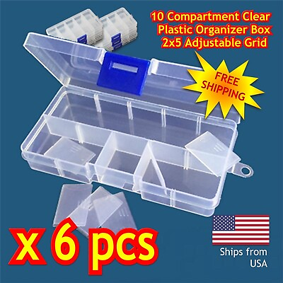 #ad #ad 6 pcs Clear Jewelry Box Bead Storage Craft Container Earrings Organizer $7.50