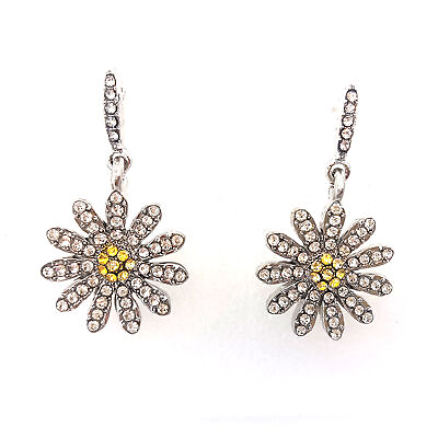 #ad Sparkling DAISY Yellow FLOWER Rhinestone Dangle Earrings $8.88