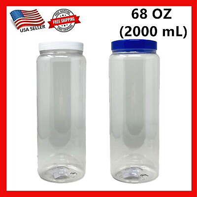 #ad 2 Pack of 68oz Plastic Jars with Lids Airtight Container for Food Storage 2000mL $13.99