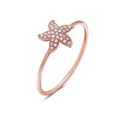 #ad Colorless White Round Cut Moissanites With 10K Rose Gold Starfish Design Ring $345.00