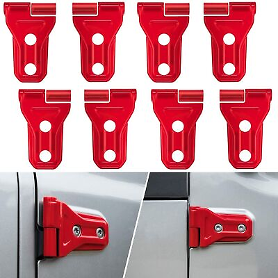 #ad 8x Red Car Door Hinge Protect Decor Cover Trim Bezel for Jeep Wrangler JL JT 18 $20.99