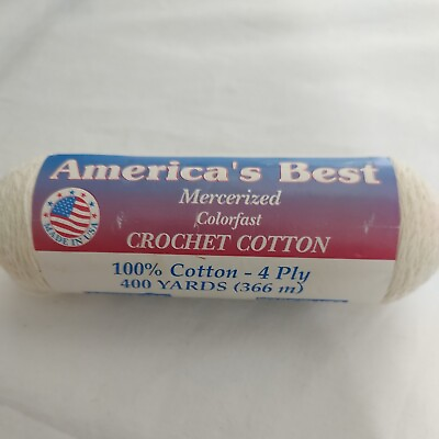 #ad America#x27;s Best Mercerized Crochet ECRU Cotton Thread 4Ply 400 Yds dyelot 9432 $4.99
