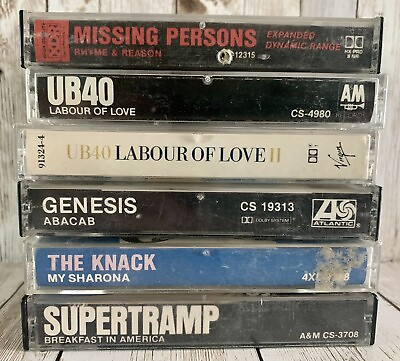 #ad Vintage Cassette Tapes Lot of 6 Pop Classic Music 80s UB40 Genesis Supertramp $19.75