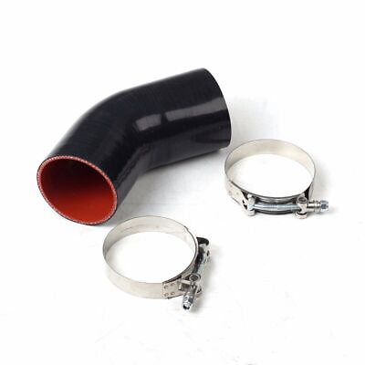 #ad 2quot; inch 51 mm ID 45 Degree Silicone Coupler Hose Pipe Black Red T Clamp $10.54