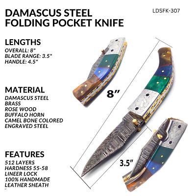 #ad Clip Point Custom Handmade Damascus Steel Folding Pocket Knife 3.5quot; Hunting $9.68