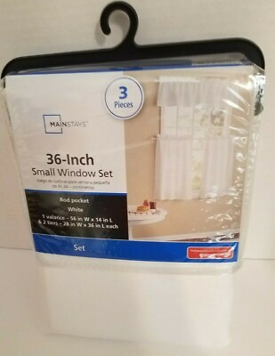 #ad NWT Small Rod Pocket Window Set Mainstays White 56x14 Val and 2 28 x 36 tiers $13.95
