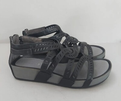 #ad Baretraps Lorra Gladiator Sandals Womens 7.5 M Black Strappy Comfort Zip Back $22.62