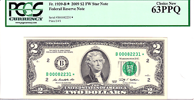 #ad 2009 $2 FRN New York RARE *STAR* Note only 128K Printed PCGS 63PPQ #B00082231* $100.00