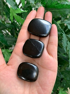#ad Shungite Smooth Stones 1.25quot; 1.75quot; Polished Shungite Palm Stones Wholesale Lot $8.05