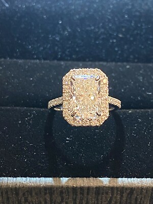#ad Pave 2.83 Cts GIA Radiant Round Cut Natural Diamonds Solitaire Ring In 18K Gold $37094.40