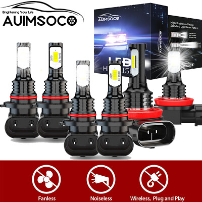 #ad 9005 9006 H11 LED Combo Headlight Fog Light Kit High Low Beam Bulb White 6000K $39.99