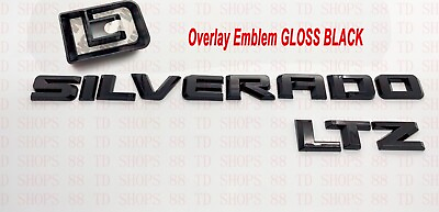 #ad 2pcs 2019 2024 Silverado LTZ Overlay Emblems Nameplate Badges Gloss Black $25.98