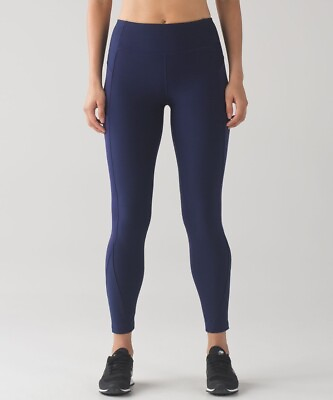 #ad Lululemon Sleet Sprinter Tight 28quot; Fleece Lined Warm Leggings Hero Blue Size 2 $37.80
