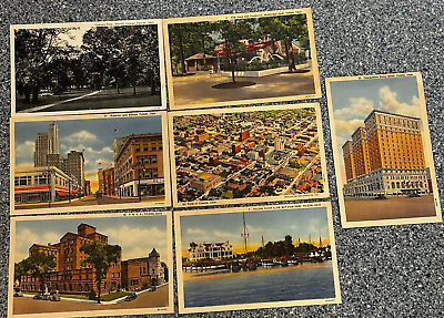 #ad Ohio Postcard Lot VTG Oberlin Toledo Canton Circa 1940s Curteich Colortone $10.94