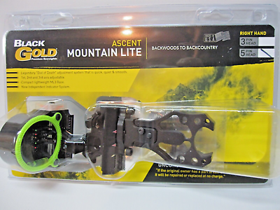 #ad #ad New Black Gold Ascent Mountain Lite 5 Pin .019 RH Bow Sight #AML5 $226.99