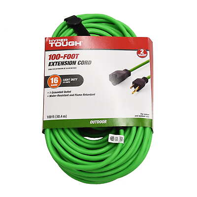 #ad Hyper Tough 100ft Indoor amp; Outdoor Light Duty High Visibility Extension Cord $18.98