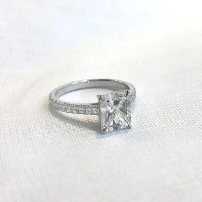 #ad 2.50Ct Radiant Certified Moissanite Halo Engagement Ring Solid 14K White Gold $413.33