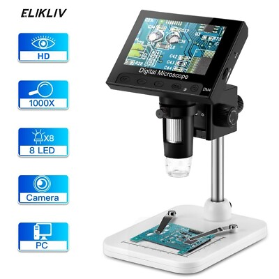 #ad Elikliv Coin Microscope 1000X 4.3#x27;#x27; LCD Digital Microscope with Screen USB HD $38.99