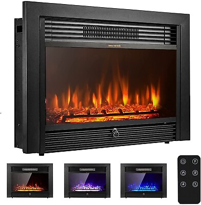 #ad YODOLLA 28.5quot; Electric Fireplace Insert with 3 Color Flames and Fireplace Heater $169.99