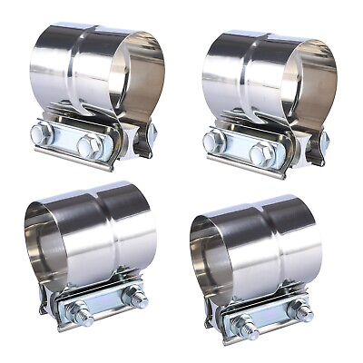#ad 4quot; T304 Stainless Exhaust Band Clamp Step Clamps for Catback Muffler Pipe 4Pcs $35.51
