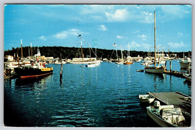 #ad Windjammers In The Harbor Boothbay Harbor Maine Postcard VTG Stamped $6.99