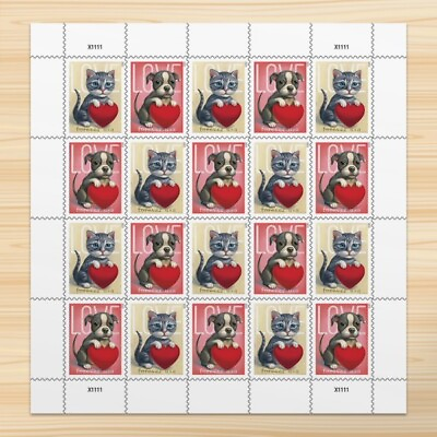 #ad 100 Love 2023 Kitten amp; Puppy #5745 46 US Forever Stamps 5 Sheets of 20 $70.00