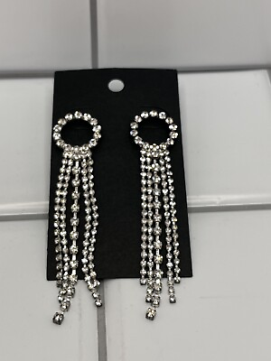 #ad Fashion Crystal Long Tassel Stud Earrings Dangle Drop Women Jewelry New. $4.00