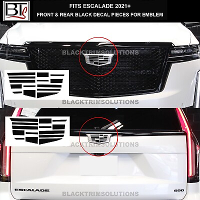 #ad Fits 2021 2022 2023 Cadillac Escalade Black Front Rear Vinyl Decal Fit to Emblem $19.99