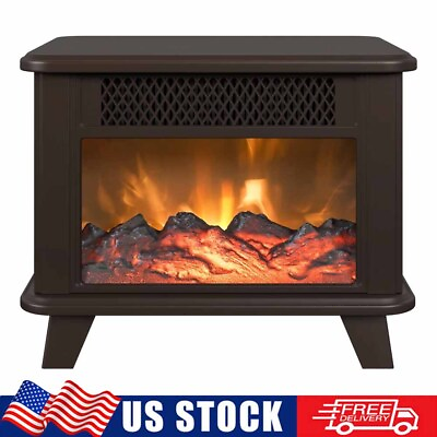 #ad Electric Fireplace Personal Space Heater 2 Comfort Setting Flame Effect Indoor $84.47