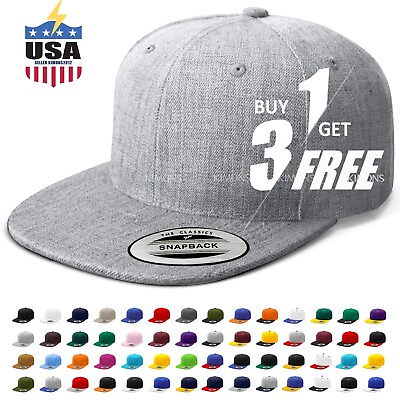 #ad Snapback Hat Flat Baseball Cap Trucker Solid Plain Blank Men Hip Hop Army CS $8.75