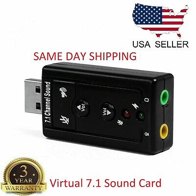 #ad USB 2.0 External 7.1 Channel 3D Virtual Audio Sound Card Mic Adapter Laptop PC $2.70