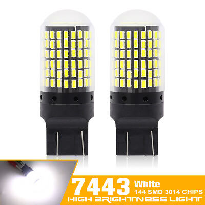 #ad 2x White 7443 7440 T20 LED CANBUS 144SMD Car Turn signal Light Reverse Lamp Bulb $11.69