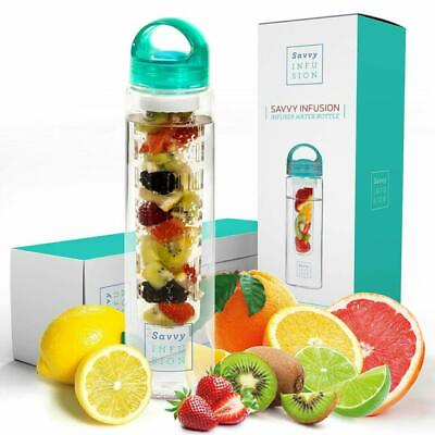 #ad L👀K : Savvy Infusion Flip Top Fruit Infuser Water Bottle 24 Ounce Unique Teal $19.99