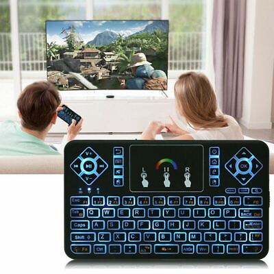 #ad Q9 Mini 7 Color Backlit Handheld USB Wireless KeyboardTouchpad Remote Control $21.96
