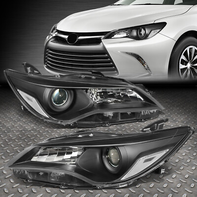 #ad FOR 15 17 TOYOTA CAMRY BLACK HOUSING CLEAR CORNER PROJECTOR HEADLIGHT HEADLAMPS $115.98