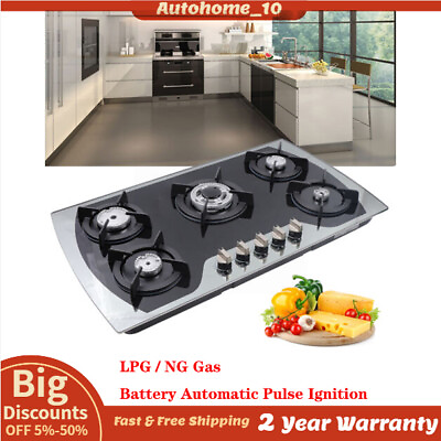 #ad USA 5 Burners Gas Stove 35.4quot; Built In Gas Cooktop Natural Gas Propane Stainless $175.78