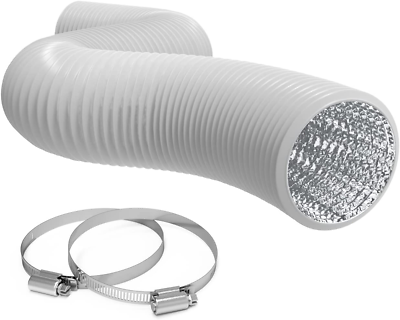 #ad Flexible 6 Inch Ducting White 25 Feet Durable Aluminum Duct 2 Clamps 4 Layer $36.36