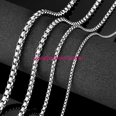 #ad 1 2 3 4 5m​m Stainless Steel Silver Box Rolo Chain Men Womens Necklace 1 5 10pcs $40.99