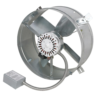 #ad 1600 CFM Mill Electric Powered Attic Fan Cooler Gable Mount Thermostat Silver $121.99