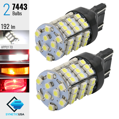 #ad 2x 7443 7443LL LED Xenon 6000K White 54 SMD Chip LED Reverse Backup Lights bulbs $7.22