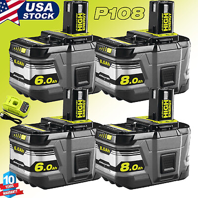 #ad 4x For RYOBI P108 18V 12.0AH One Plus High Capacity Lithium ion Battery Charger $109.98