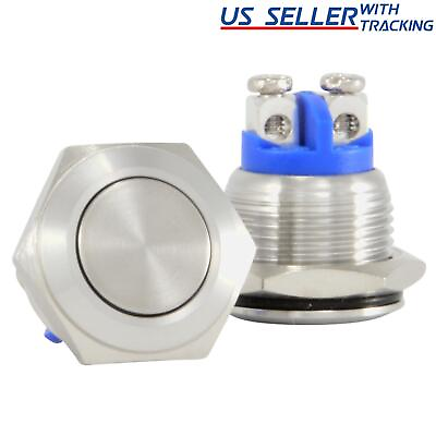 #ad 5X 16Mm Starter Switch Boat Horn Momentary Push Button Stainless Steel Metal $27.44