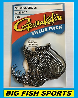 #ad GAMAKATSU #208 OCTOPUS CIRCLE HOOK 25 HOOKS Value Pack NEW PICK YOUR SIZE $16.99