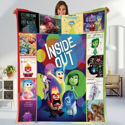 #ad Inside Out Blanket Inside Out Cartoon Movies Fleece Sherpa Blanket Gifts $79.95