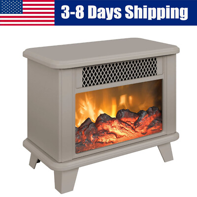 #ad Electric Fireplace Personal Floor Standing Space Heater Compact Unit Cream New $72.00